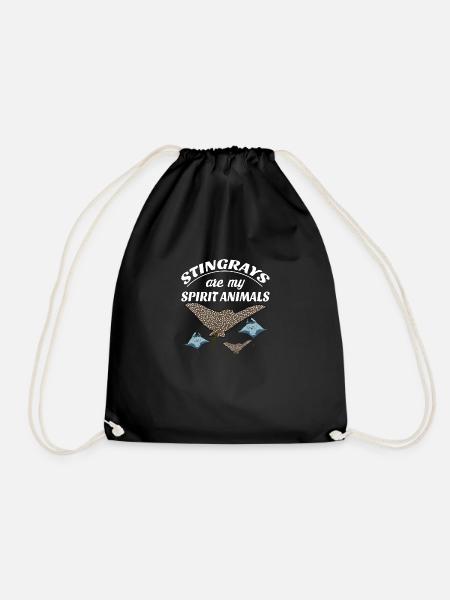 Ray manta ray stingray plate gill river - Drawstring Bag - black