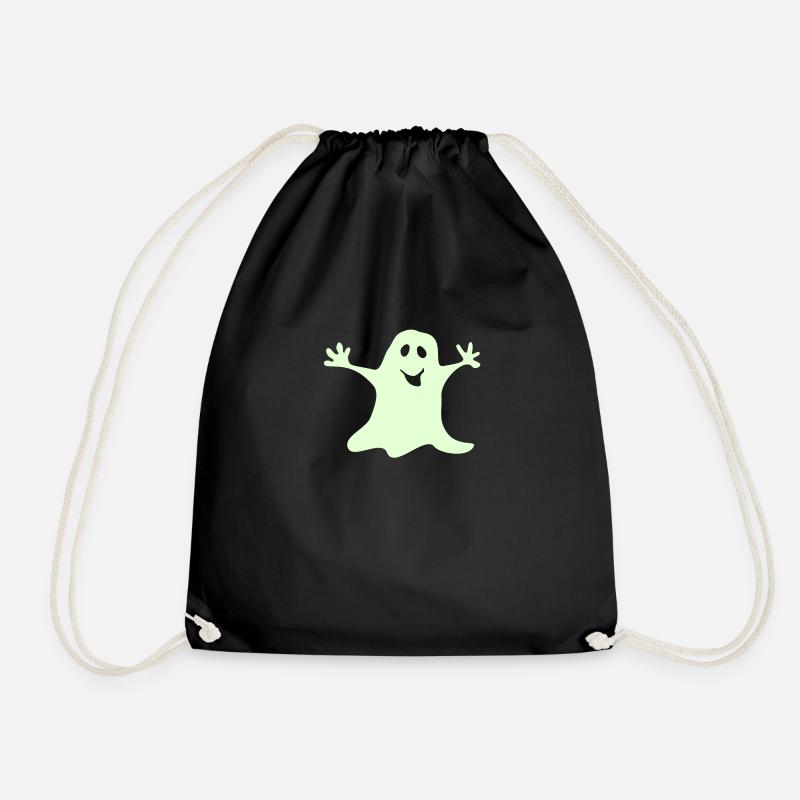 Monochrome ghost Halloween T-shirt - Drawstring Bag - black