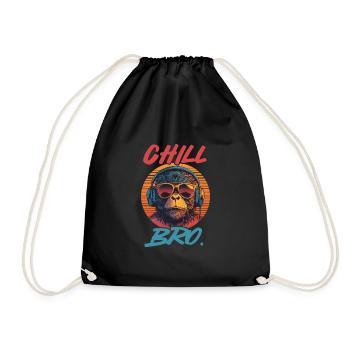 Chill Bro Cool Monkey Hip Hop Vibes Retro Music - Turnbeutel - Schwarz - Vorne
