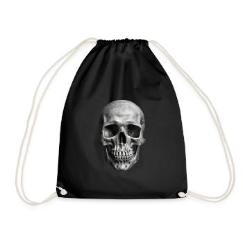 Realistischer Schädel | Edgy Bones | Gothic Grafik - Turnbeutel - Schwarz - Vorne