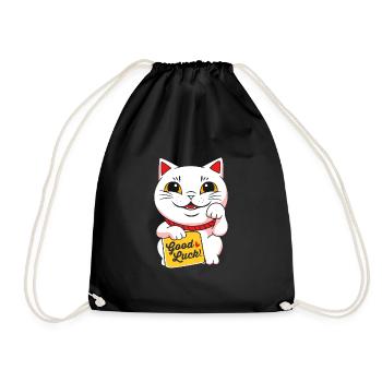Maneki Neko Japan Glücksbringer - Turnbeutel - Schwarz - Vorne