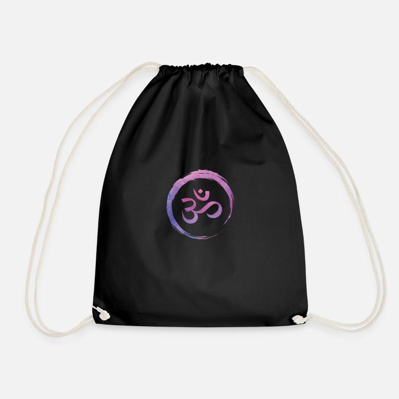 Yoga Zen Circle Om - Drawstring Bag - black
