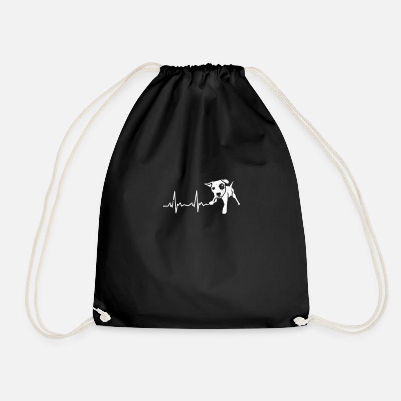 Jack Russel heartbeat - gift idea for dog fans - Drawstring Bag - black