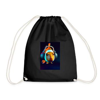 Clownfisch Kopfhörer - Turnbeutel - Schwarz - Vorne
