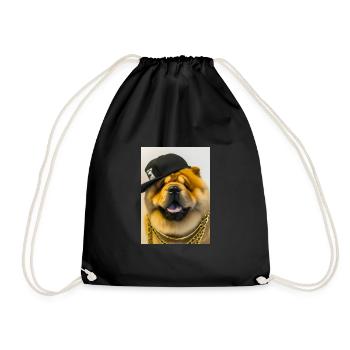 Cooler Hund mit Mütze - Turnbeutel - Schwarz - Vorne