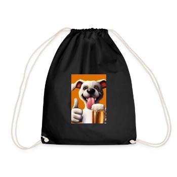 Lustiger Hund mit Bier - Turnbeutel - Schwarz - Vorne