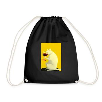 Katze mit Wein - Turnbeutel - Schwarz - Vorne