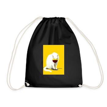 Katze mit Wein - Turnbeutel - Schwarz - Vorne
