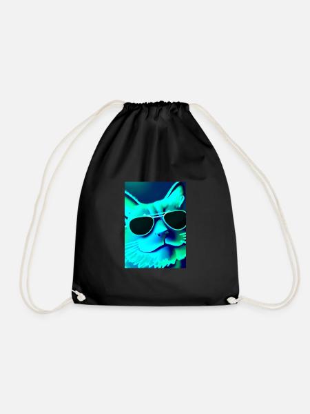 Katze mit Sonnenbrille - Turnbeutel - Schwarz