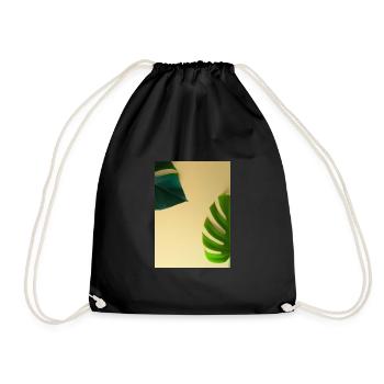 Monstera-Blätter - Turnbeutel - Schwarz - Vorne