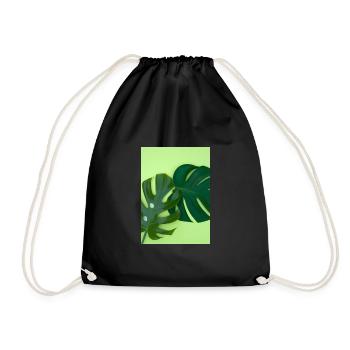 Monstera-Blätter - Turnbeutel - Schwarz - Vorne