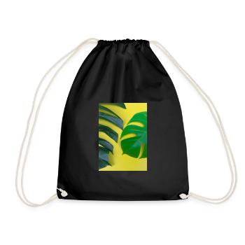 Monstera-Blätter - Turnbeutel - Schwarz - Vorne