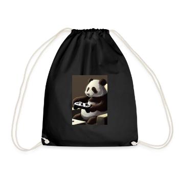 Panda mit Controller - Turnbeutel - Schwarz - Vorne