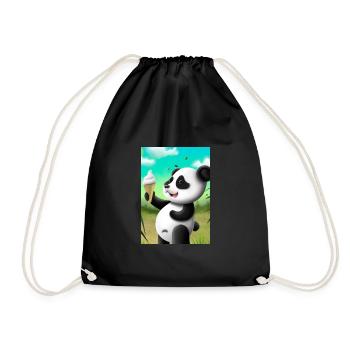 Panda mit Eiscreme - Turnbeutel - Schwarz - Vorne