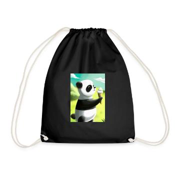Panda mit Eiscreme - Turnbeutel - Schwarz - Vorne