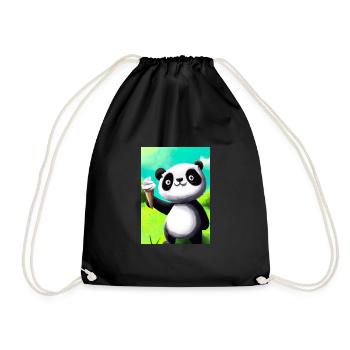Panda mit Eiscreme - Turnbeutel - Schwarz - Vorne