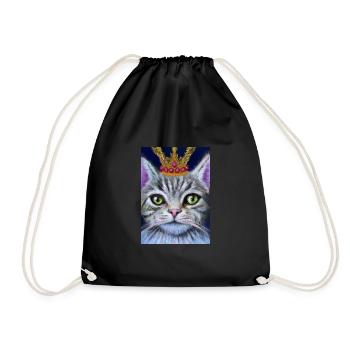Katze mit Krone - Turnbeutel - Schwarz - Vorne