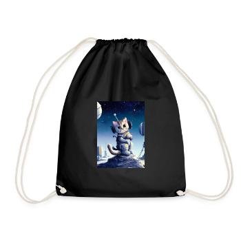 Astronautenkatze - Turnbeutel - Schwarz - Vorne