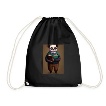 Bibliothekar Panda - Turnbeutel - Schwarz - Vorne