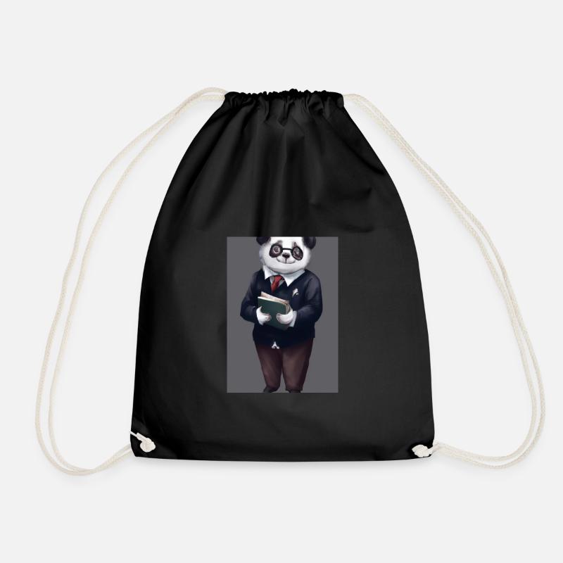 Bibliothekar Panda - Turnbeutel - Schwarz