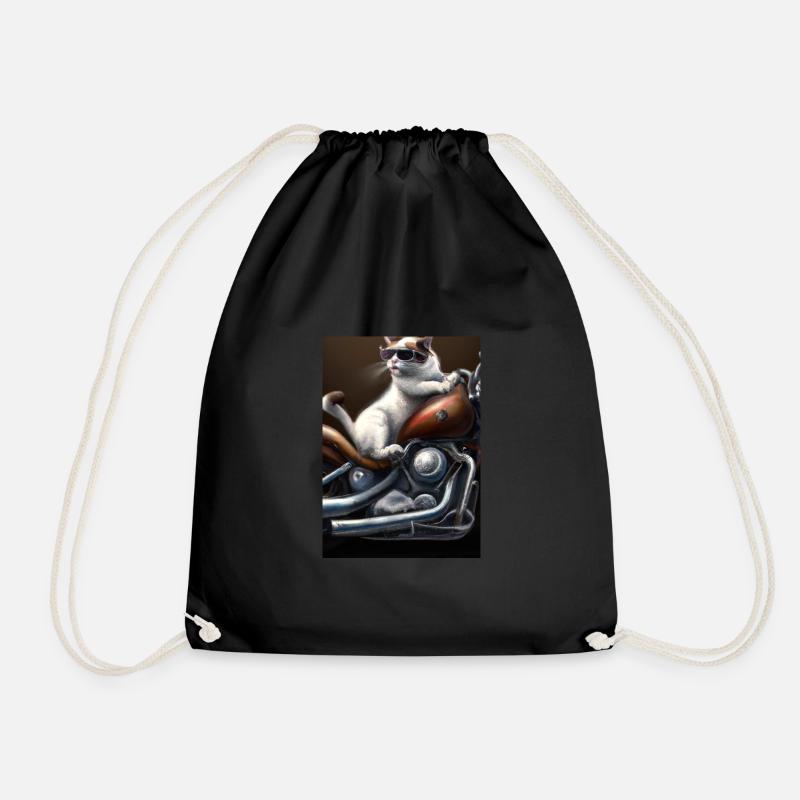 Motorrad Katze - Turnbeutel - Schwarz