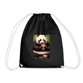 Panda isst Fast Food - Turnbeutel - Schwarz - Vorne