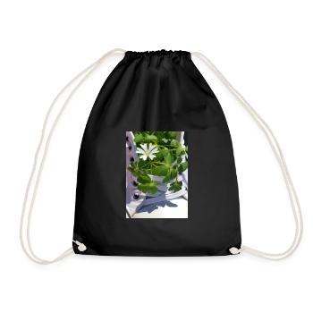 Weißer Sneaker mit Blumen - Turnbeutel - Schwarz - Vorne