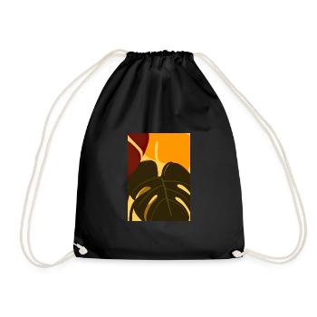 Monstera Pflanze Zusammenfassung - Turnbeutel - Schwarz - Vorne