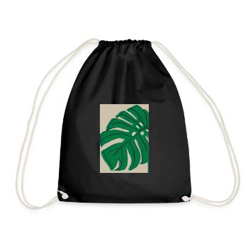 Monstera Pflanze Zusammenfassung - Turnbeutel - Schwarz - Vorne