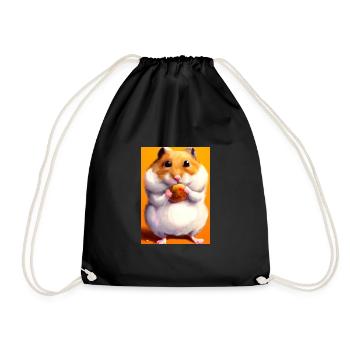 Hamster frisst - Turnbeutel - Schwarz - Vorne