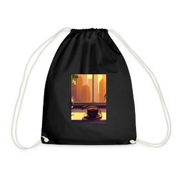 Fenster Kaffee Sonne - Turnbeutel - Schwarz - Vorne