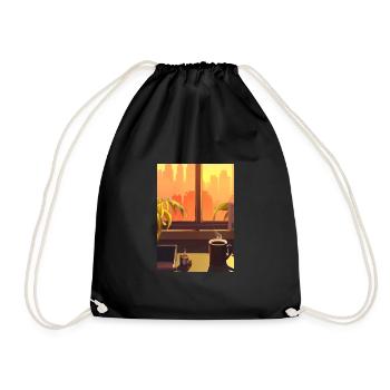 Fenster Kaffee Sonne - Turnbeutel - Schwarz - Vorne