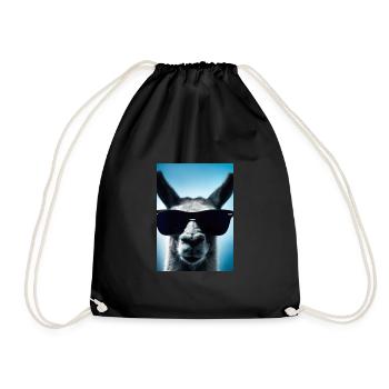 Lama mit Sonnenbrille - Turnbeutel - Schwarz - Vorne