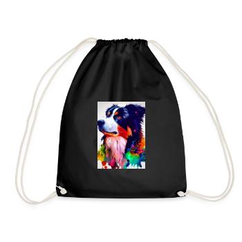 Bunter Border Collie - Turnbeutel - Schwarz - Vorne