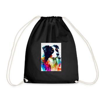 Bunter Border Collie - Turnbeutel - Schwarz - Vorne