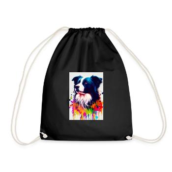 Bunter Border Collie - Turnbeutel - Schwarz - Vorne