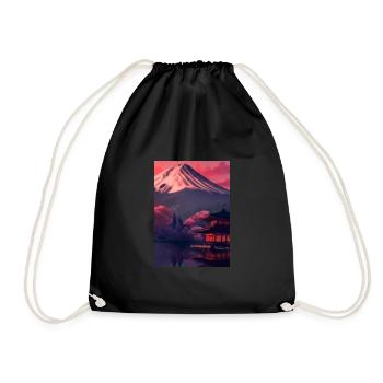 Roter japanischer Berg - Turnbeutel - Schwarz - Vorne