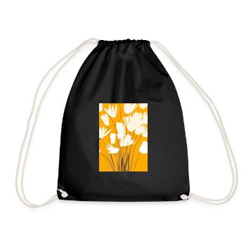Weiße Blumen - Turnbeutel - Schwarz - Vorne