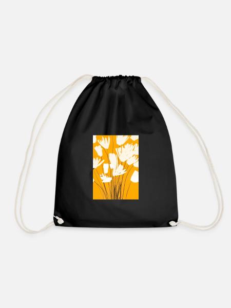 Weiße Blumen - Turnbeutel - Schwarz