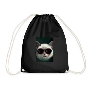 Katze mit Sonnenbrille - Turnbeutel - Schwarz - Vorne