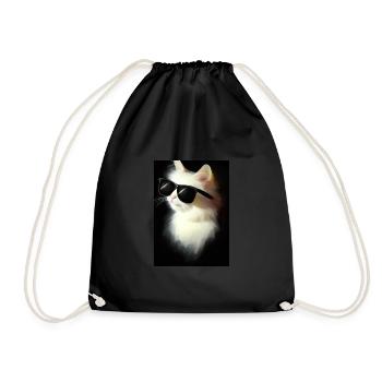 Katze mit Sonnenbrille - Turnbeutel - Schwarz - Vorne