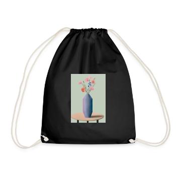 Fancy Blumen Vase - Turnbeutel - Schwarz - Vorne
