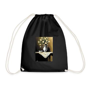 Fancy Blumen Vase - Turnbeutel - Schwarz - Vorne