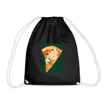 Blümchen-Pizza - Turnbeutel - Schwarz - Vorne