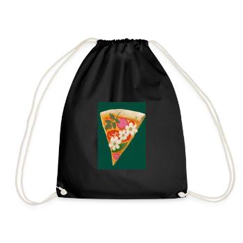 Blümchen-Pizza - Turnbeutel - Schwarz - Vorne