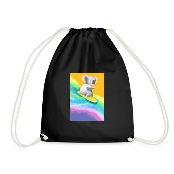 Surfender Regenbogen-Koala - Turnbeutel - Schwarz - Vorne