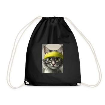 Tennis-Katze - Turnbeutel - Schwarz - Vorne
