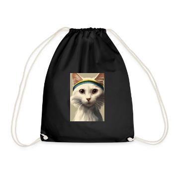 Tennis-Katze - Turnbeutel - Schwarz - Vorne