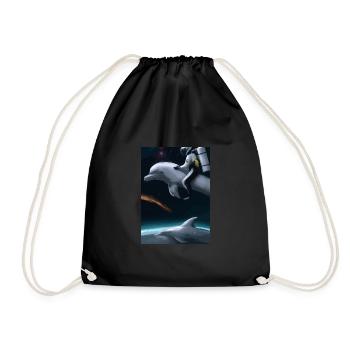Astronaut reitet auf einem Delphin im Weltraum - Turnbeutel - Schwarz - Vorne