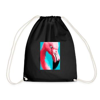Flamingo-Kopf - Turnbeutel - Schwarz - Vorne
